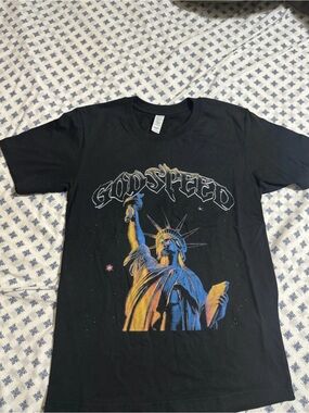 Godspeed Black Short Sleeve Tee with Statue of Liberty Graphic